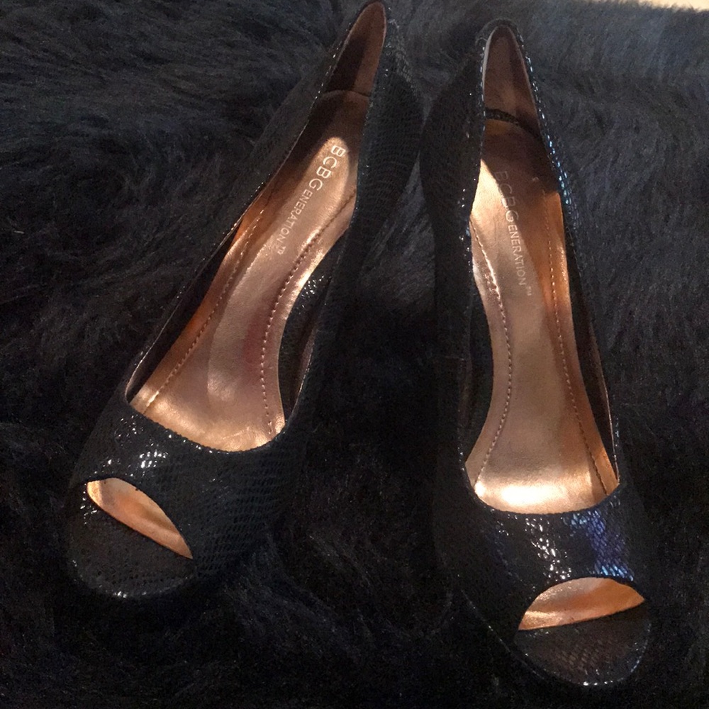 BCBG Snake Print Heels